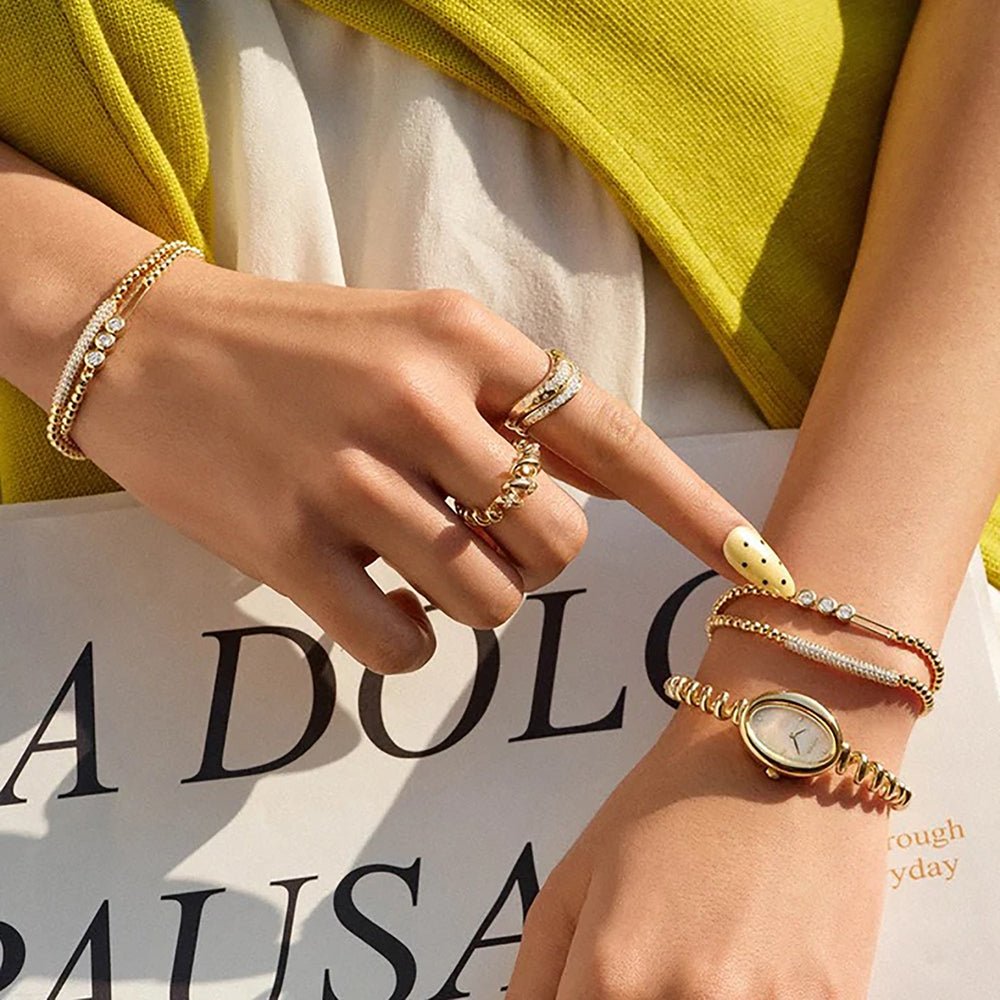 Josette 14K Gold Curve Ring Set