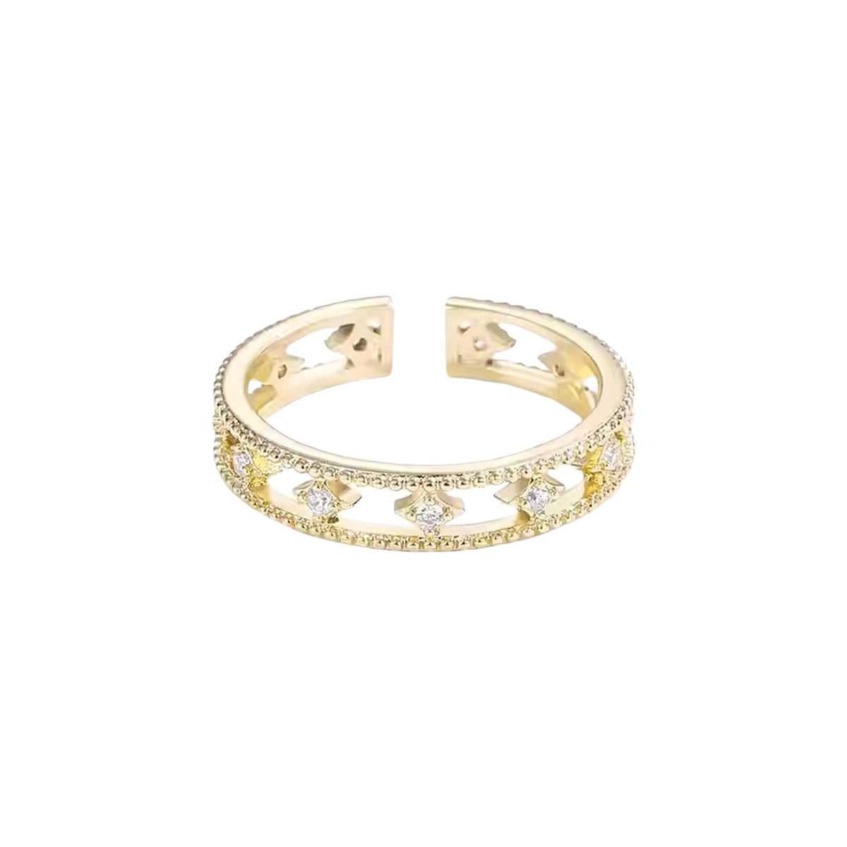 Judithe 14K Gold Star Open Ring Set