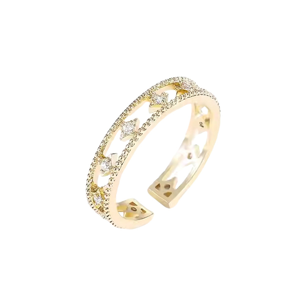 Judithe 14K Gold Star Open Ring Set