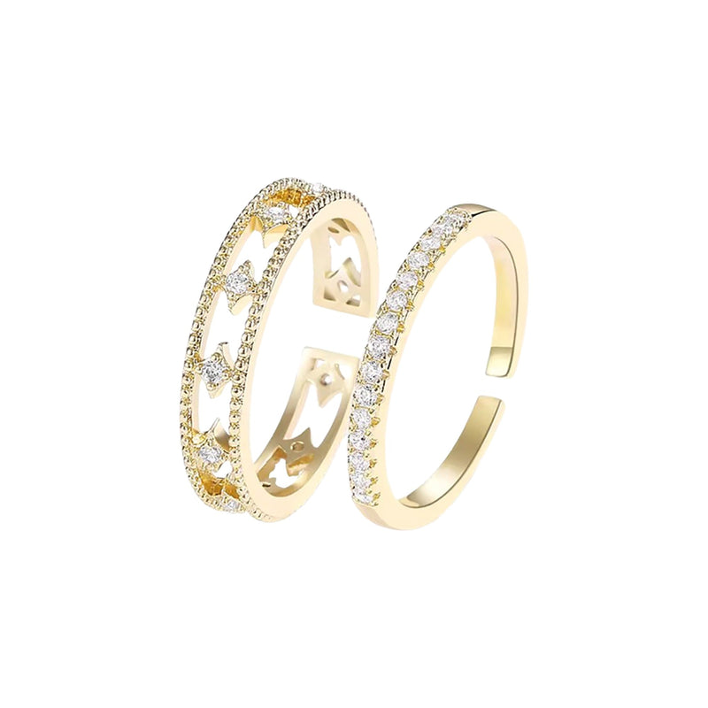 Judithe 14K Gold Star Open Ring Set