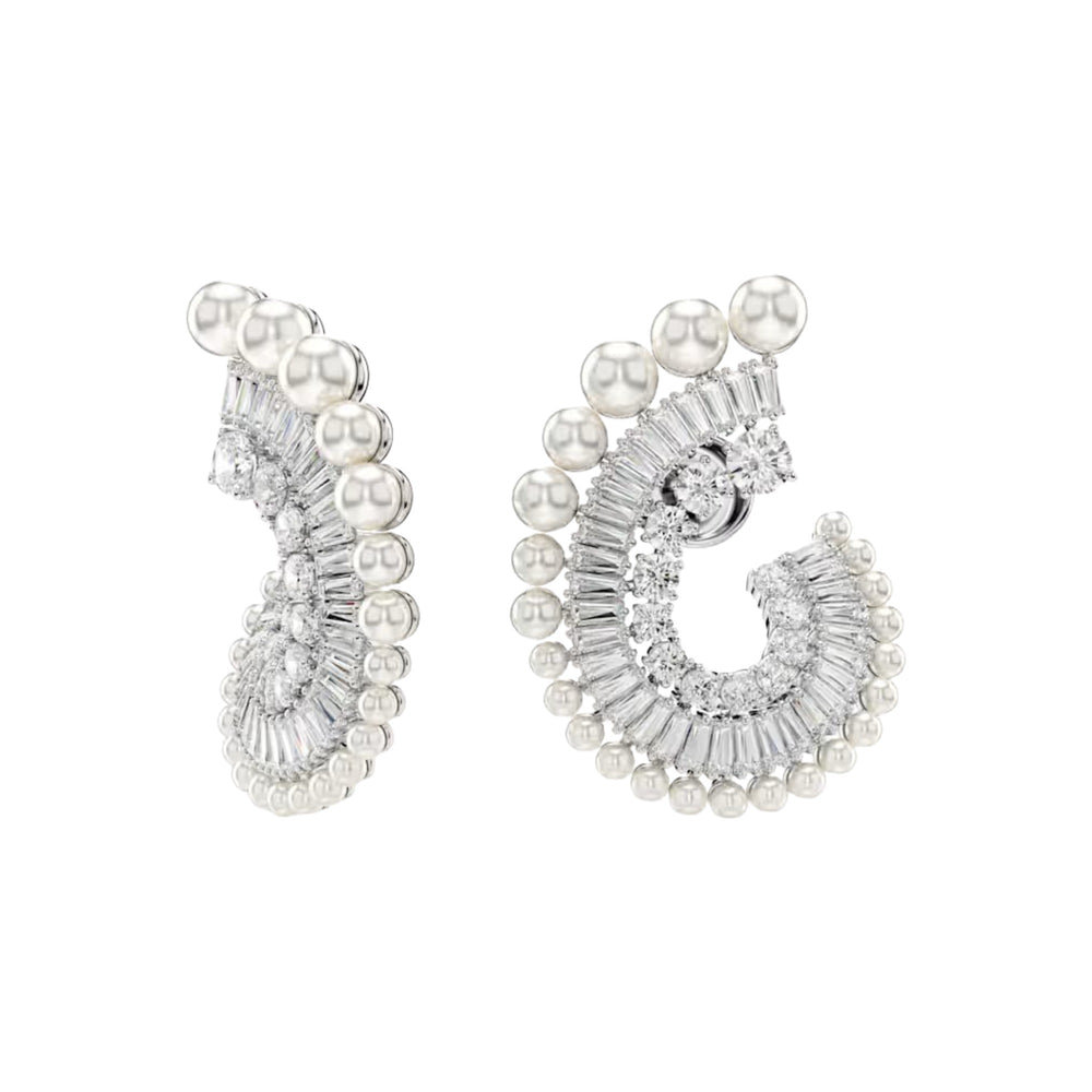 Karen White Fan Pearl Earrings
