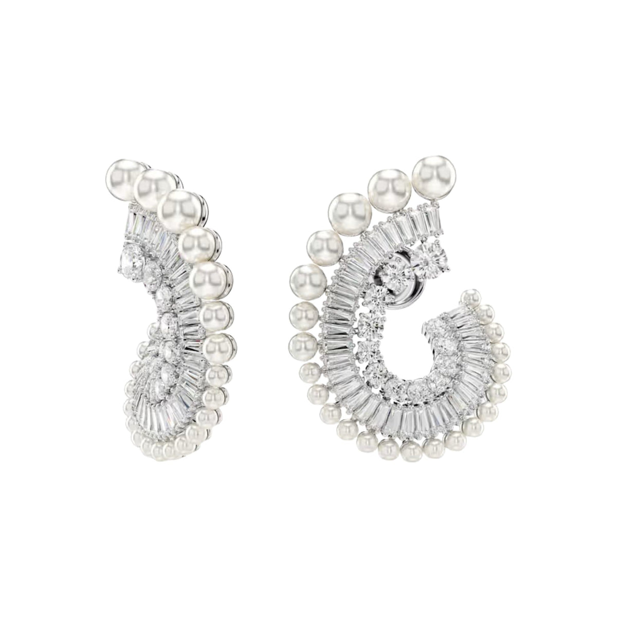 Karen White Fan Pearl Earrings