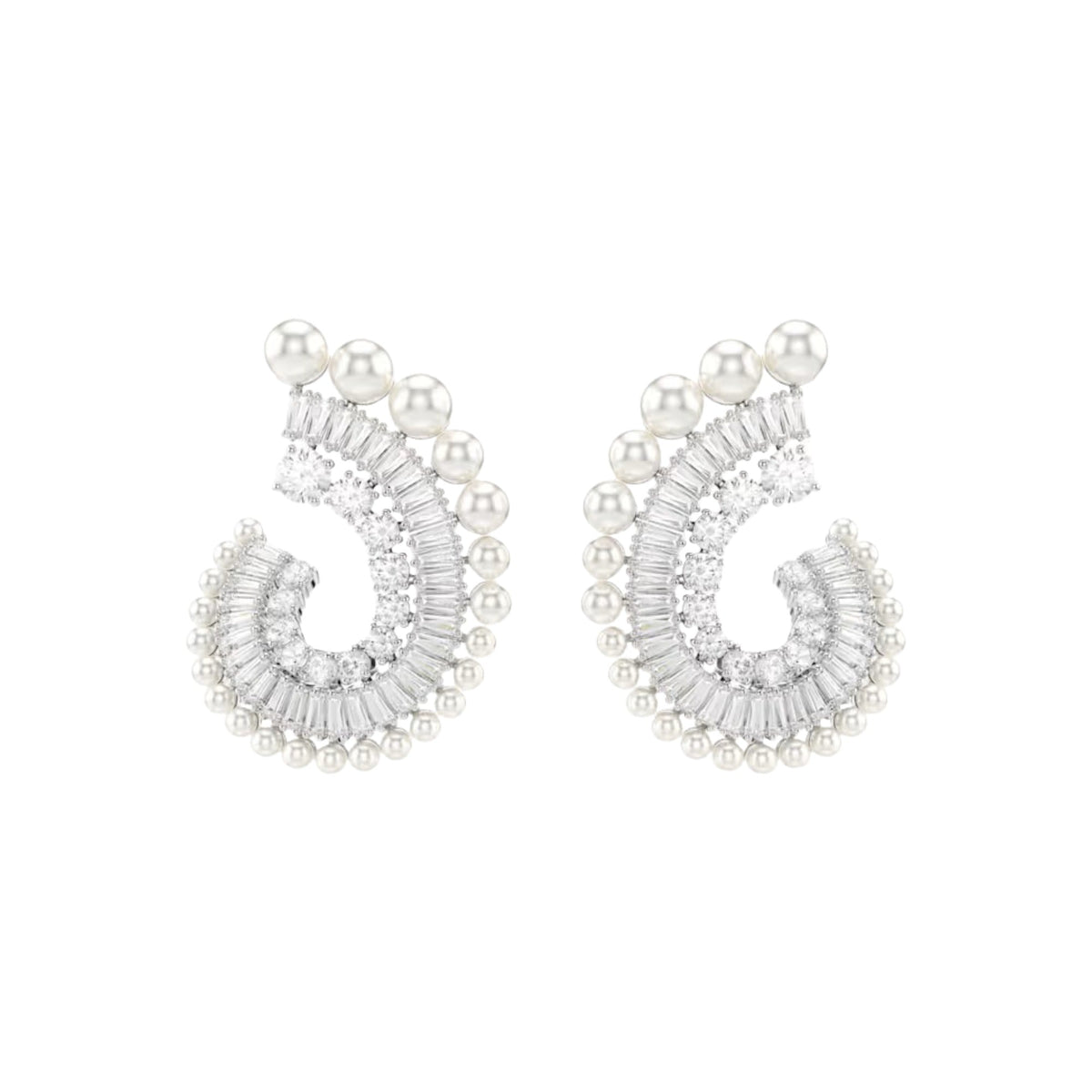 Karen White Fan Pearl Earrings