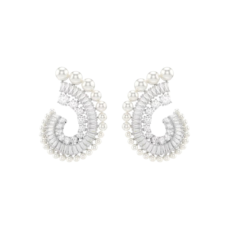Karen White Fan Pearl Earrings