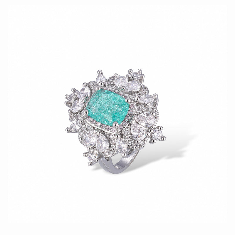 Karin Blue Floral Open Ring