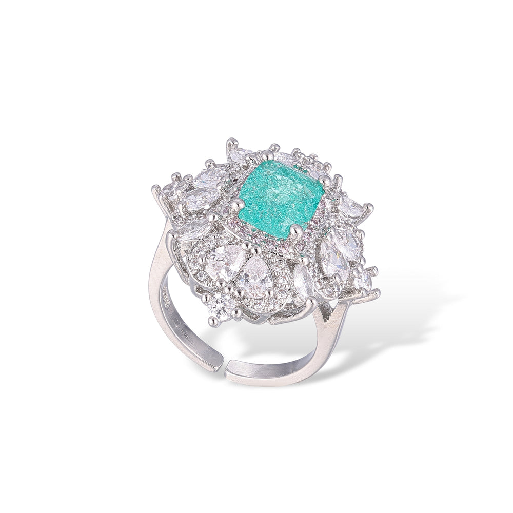 Karin Blue Floral Open Ring