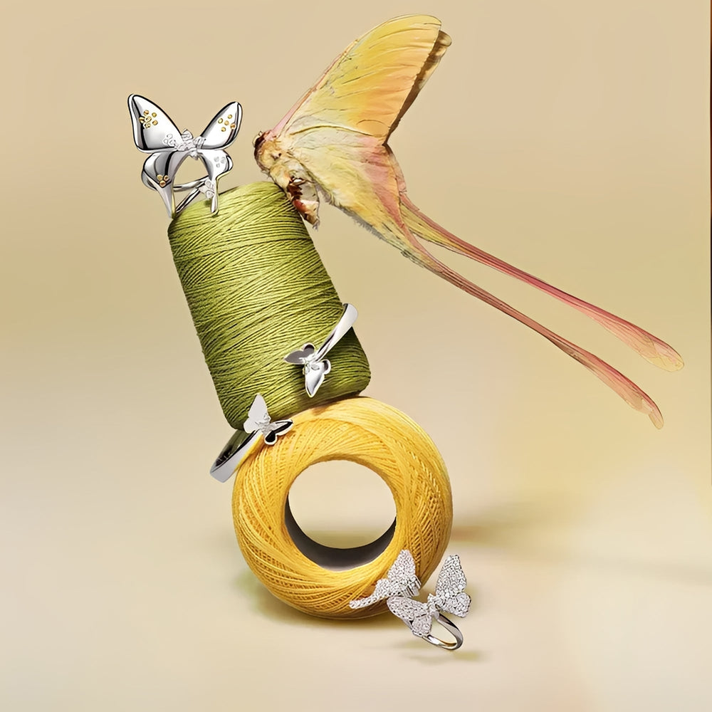 Kathrin White Butterfly Open Ring
