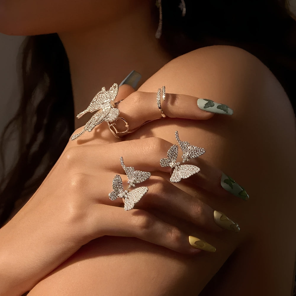 Kathrin White Butterfly Open Ring