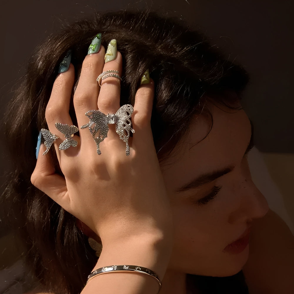 Kathrin White Butterfly Open Ring