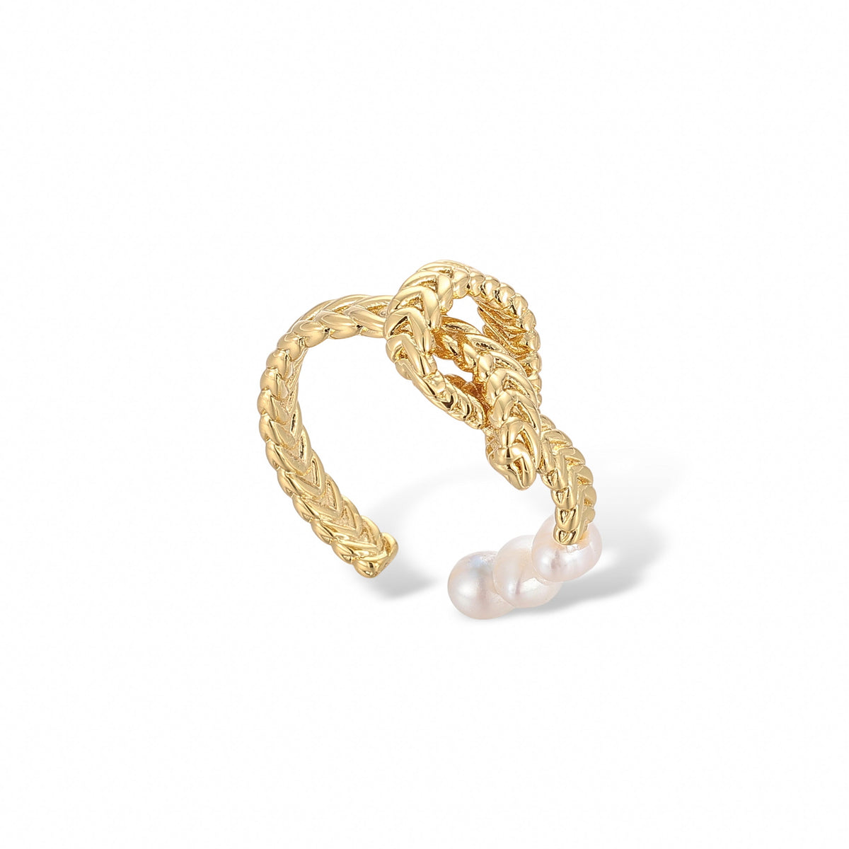 Kristin De Vie 18K Gold Pearl Open Ring