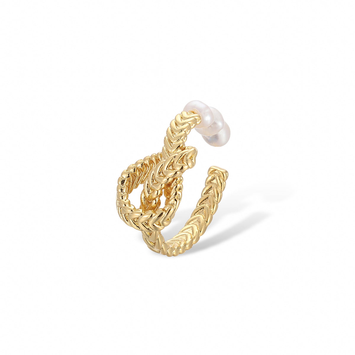 Kristin De Vie 18K Gold Pearl Open Ring