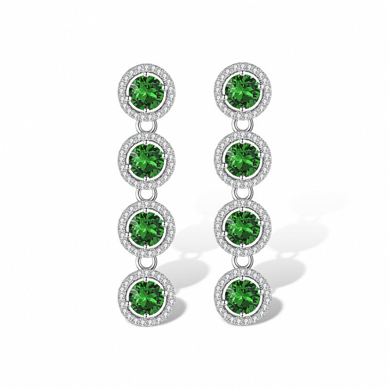 Ambre Green Round Earrings