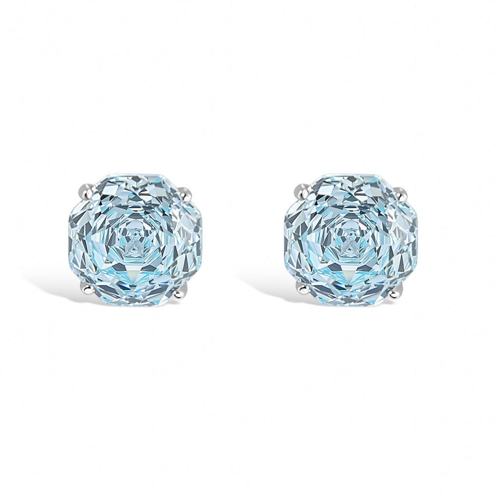 La Rose Gallica Blue Floral Stud Earrings