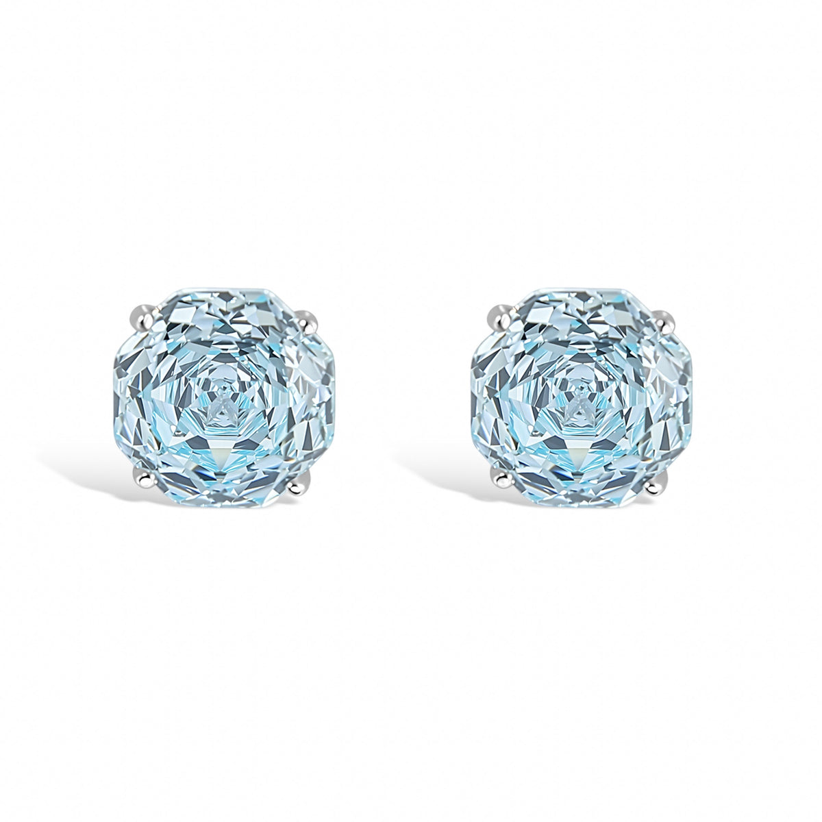 La Rose Gallica Blue Floral Stud Earrings