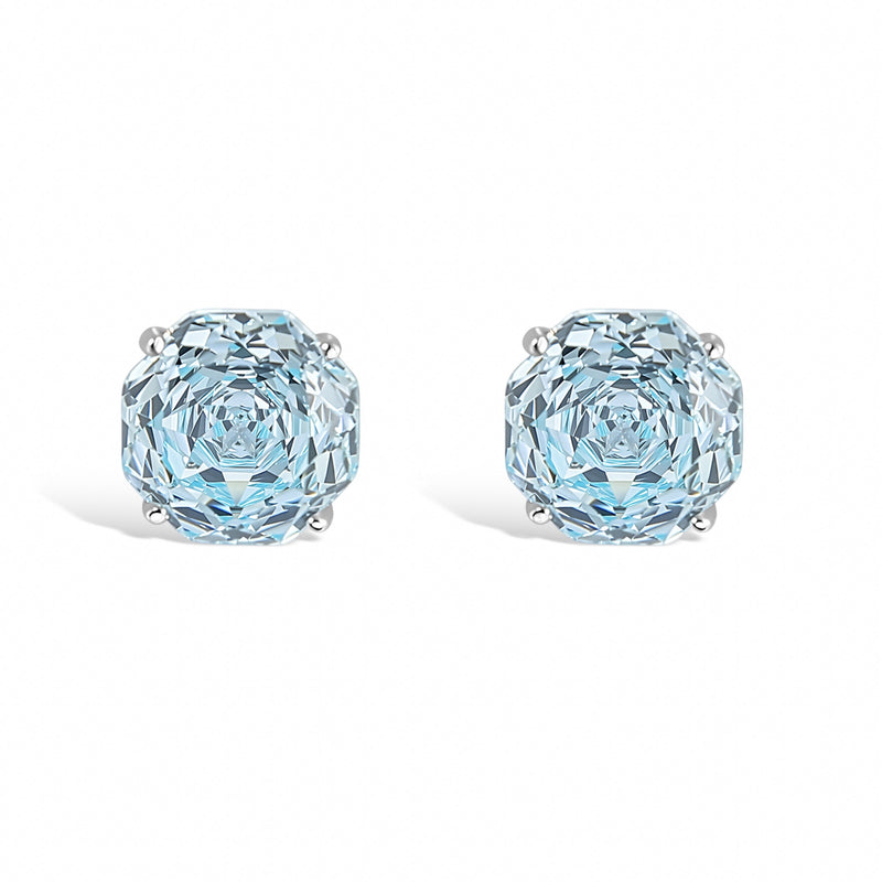 La Rose Gallica Blue Floral Stud Earrings