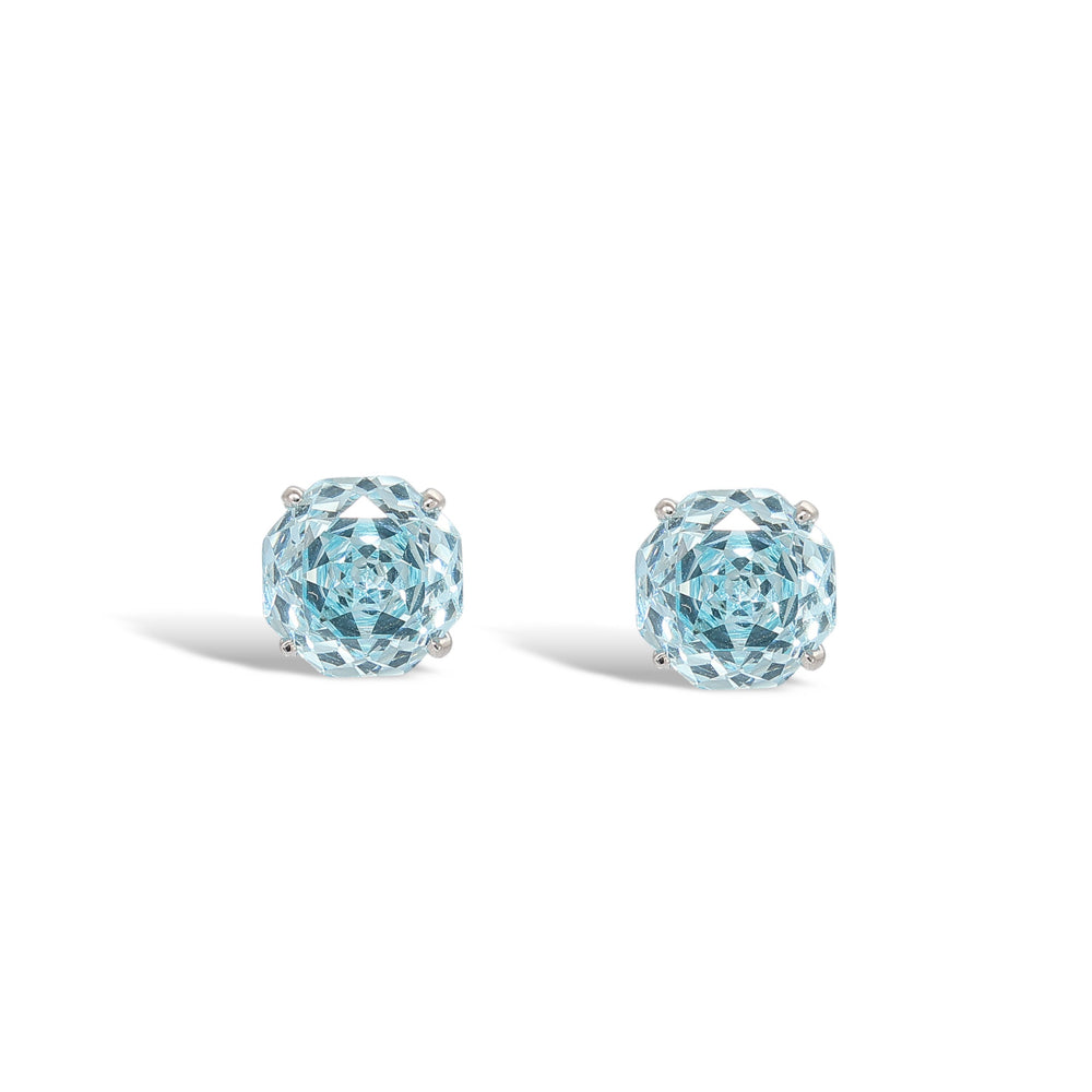 La Rose Gallica Blue Floral Stud Earrings