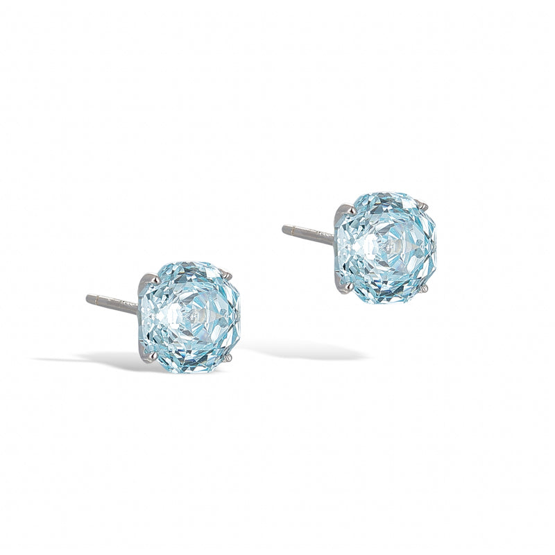 La Rose Gallica Blue Floral Stud Earrings