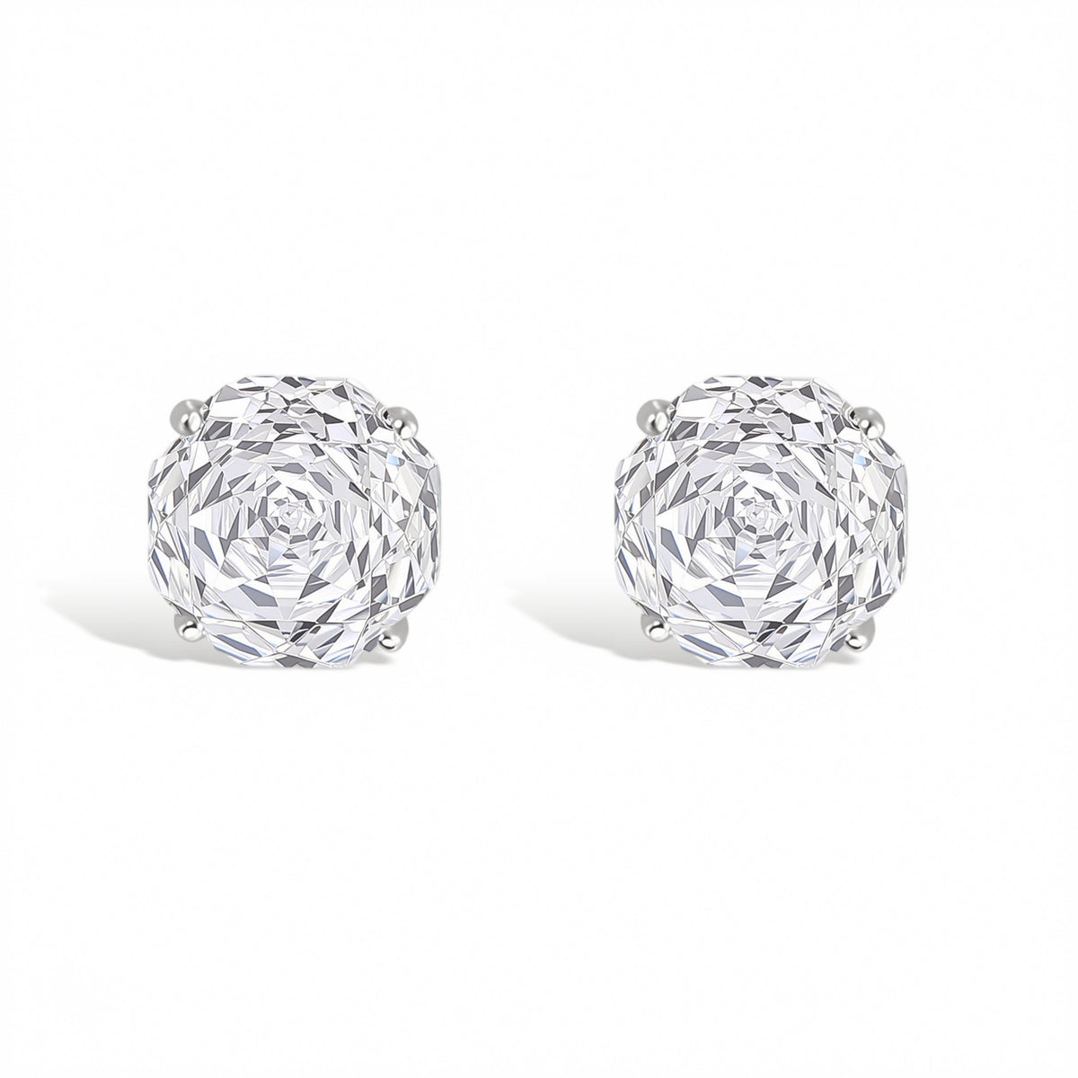 La Rose Gallica White Floral Stud Earrings