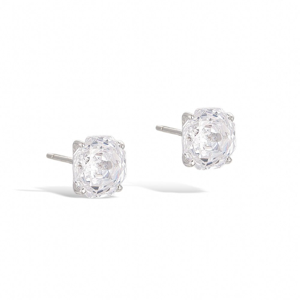 La Rose Gallica White Floral Stud Earrings