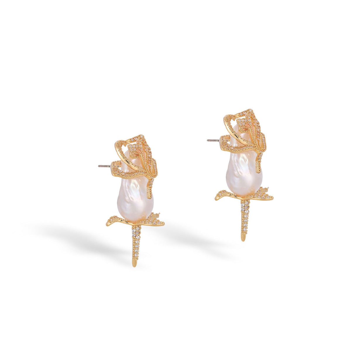 Larissa 14K Gold Baroque Pearl Floral Earrings