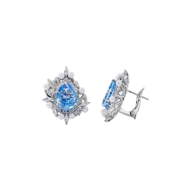 Laudine Blue Teardrop Pearl Earrings