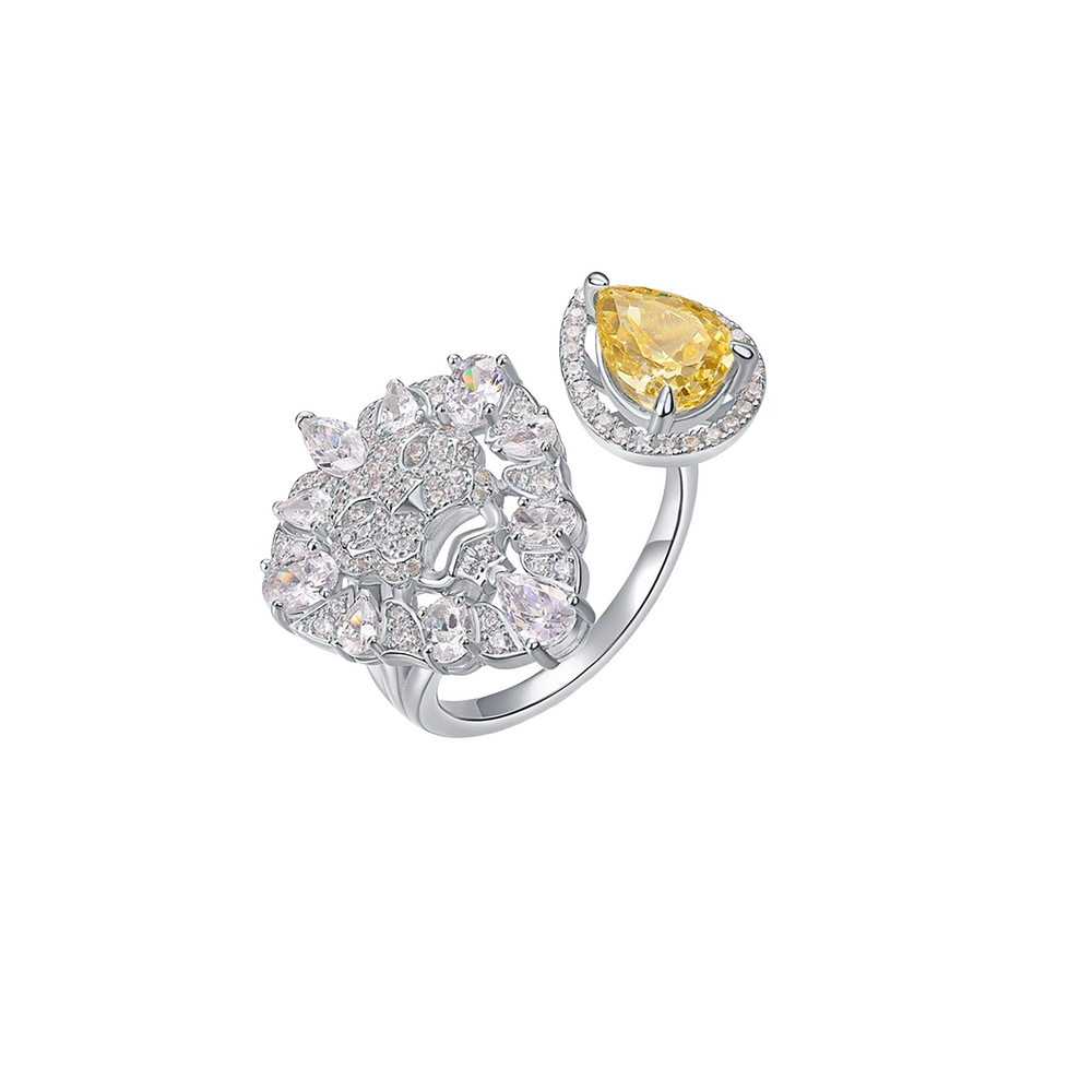 Léticie Yellow Teardrop Open Ring