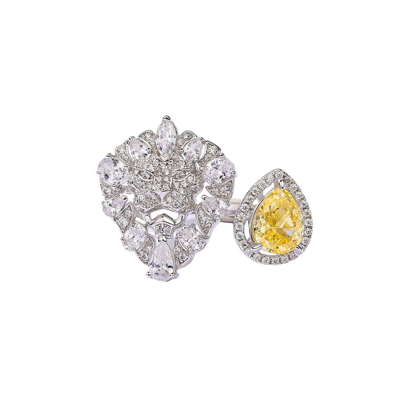 Léticie Yellow Teardrop Open Ring