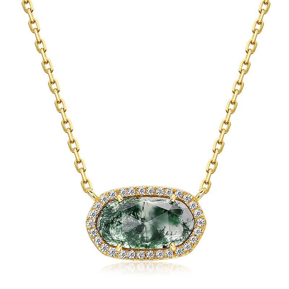 Lianne 14K Green Moss Oval Necklace