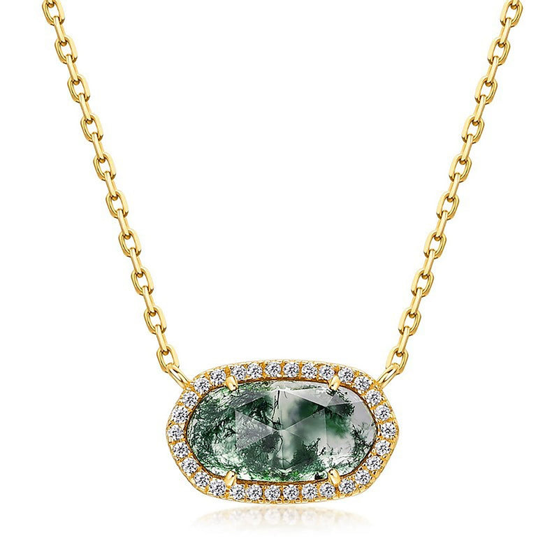 Lianne 14K Green Moss Oval Necklace