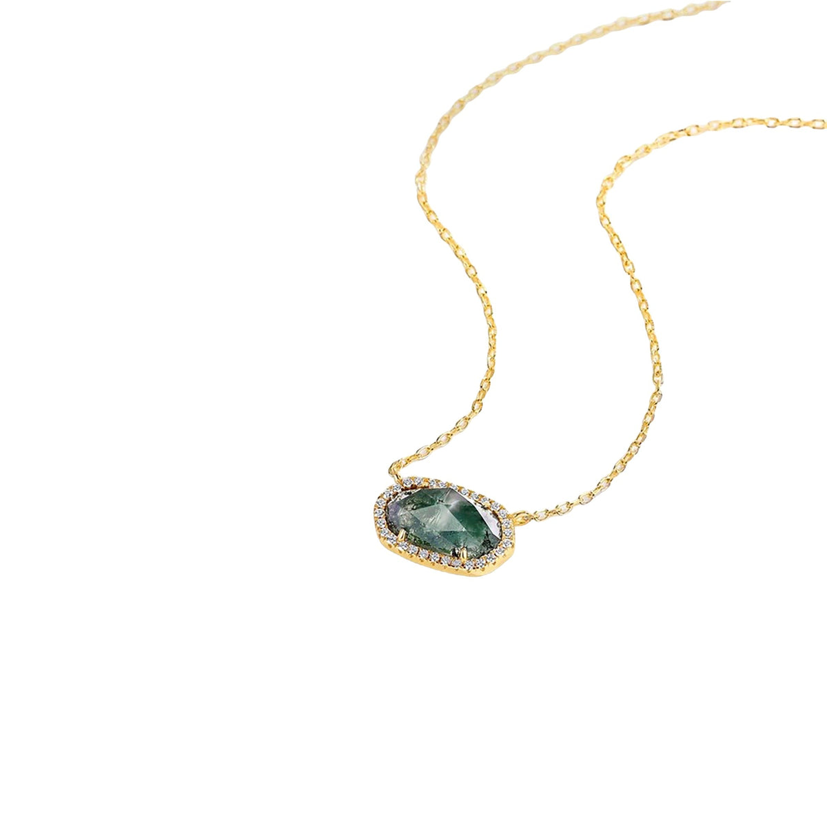 Lianne 14K Green Moss Oval Necklace