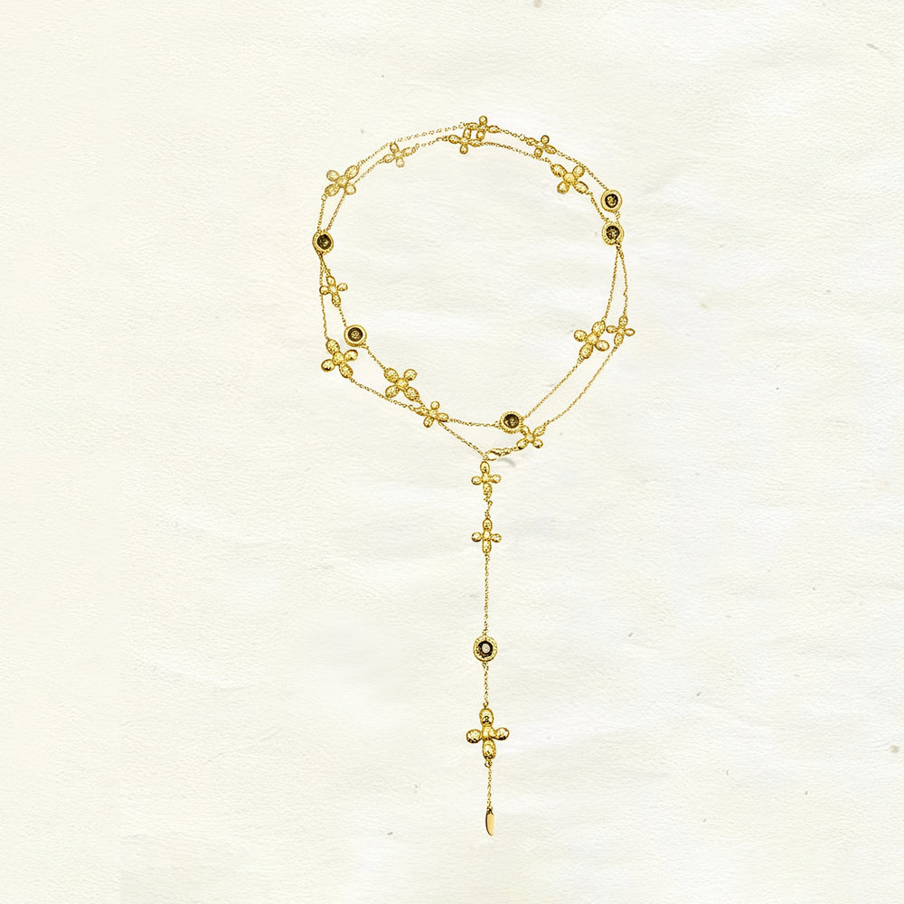 Lidivine 14K Gold Floral Cross Y Necklace
