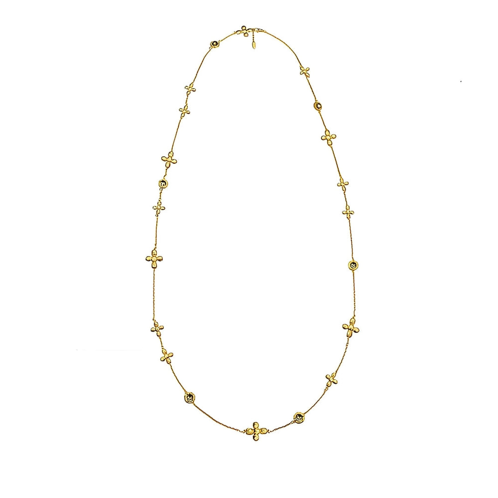 Lidivine 14K Gold Floral Cross Y Necklace