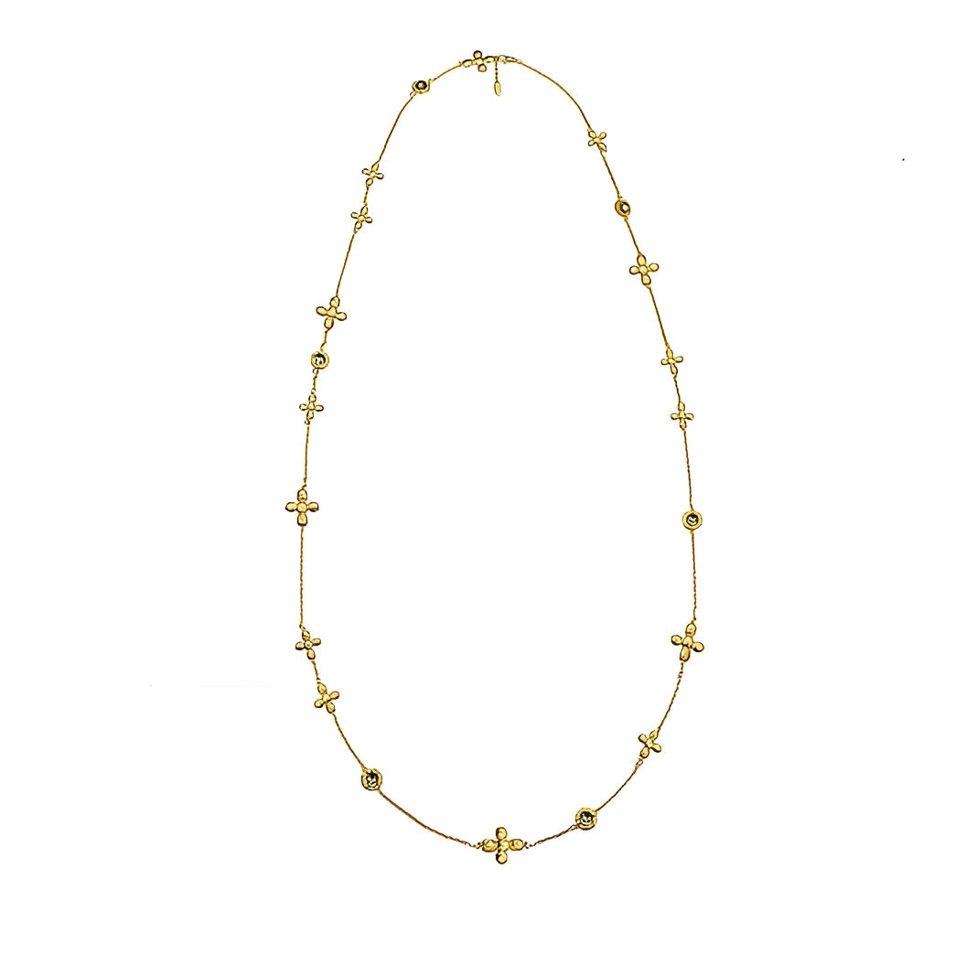 Lidivine 14K Gold Floral Cross Y Necklace