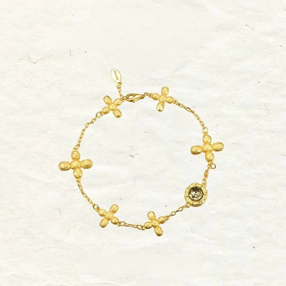 Lidivine 14K Gold Floral Cross Bracelet