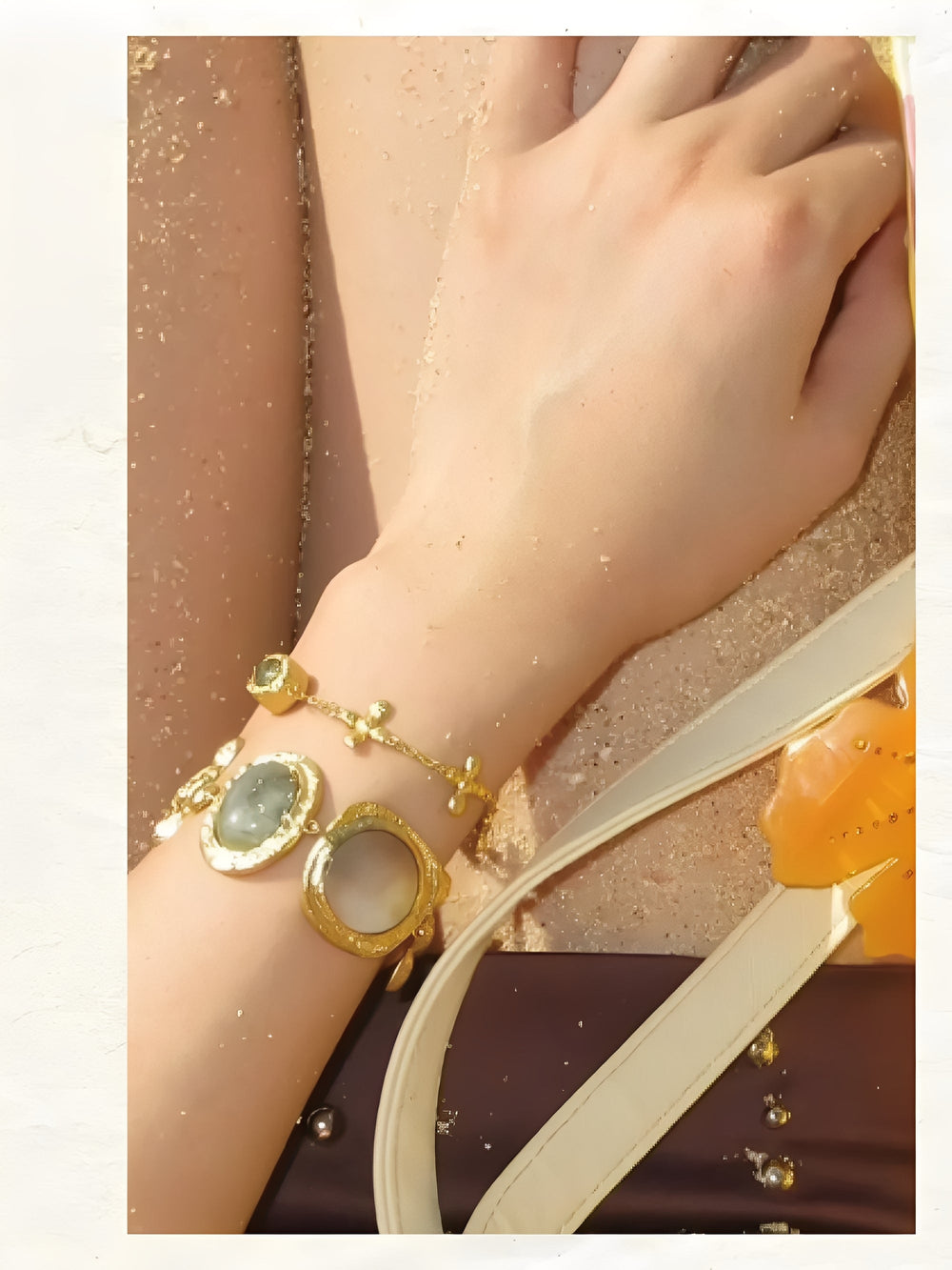Lidivine 14K Gold Floral Cross Bracelet