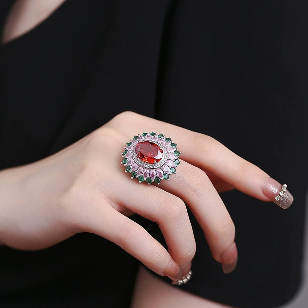 Linnea Multicolor Floral Open Ring
