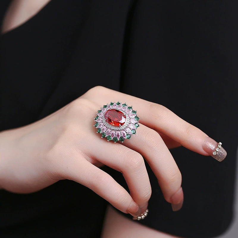 Linnea Multicolor Floral Open Ring