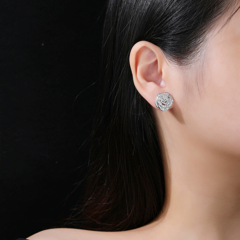 Lisanne White Rose Floral Stud Earrings