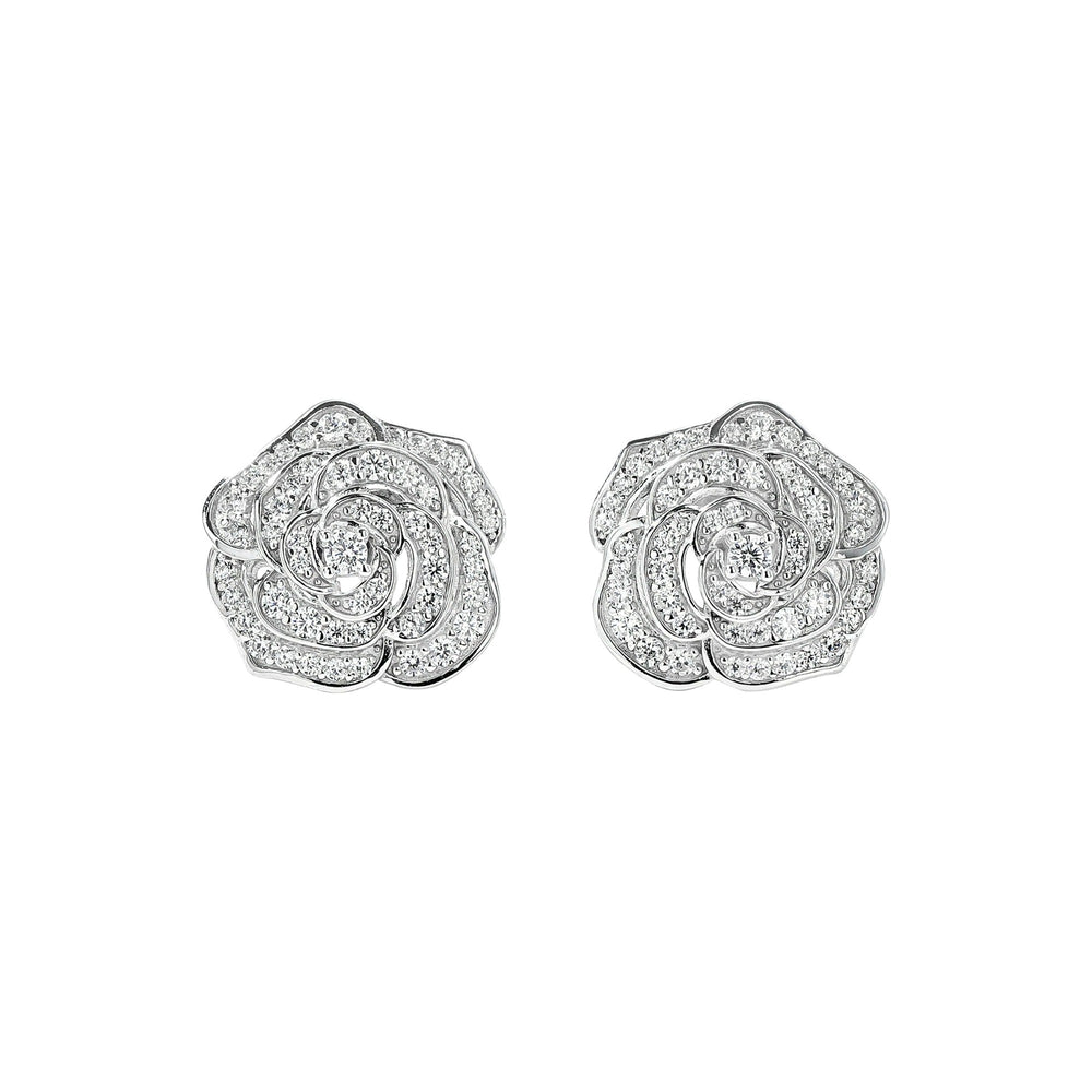 Lisanne White Rose Floral Stud Earrings
