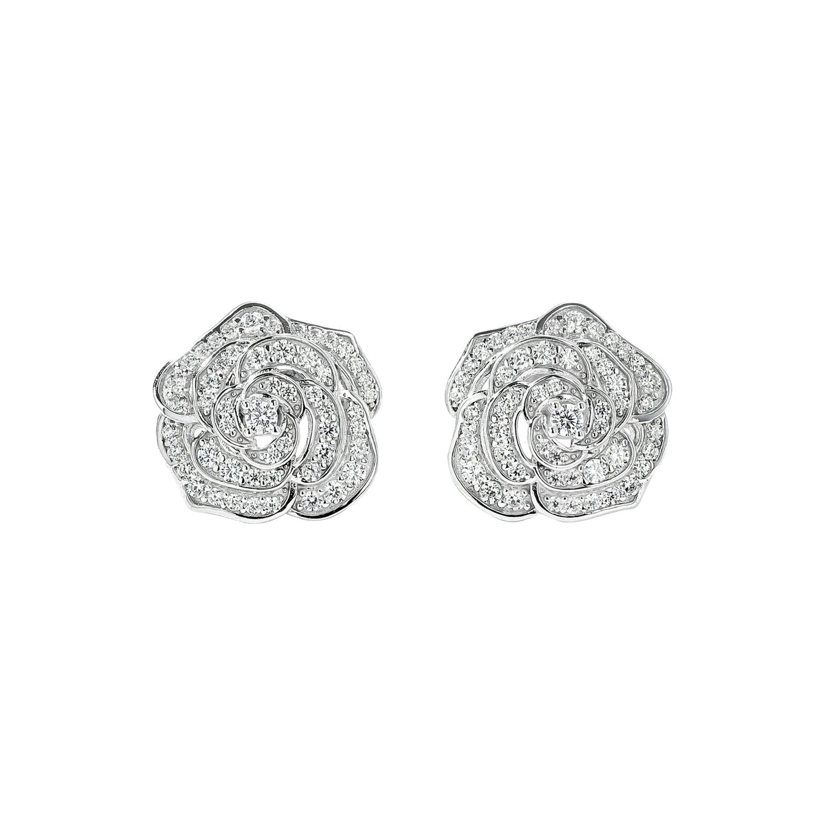 Lisanne White Rose Floral Stud Earrings