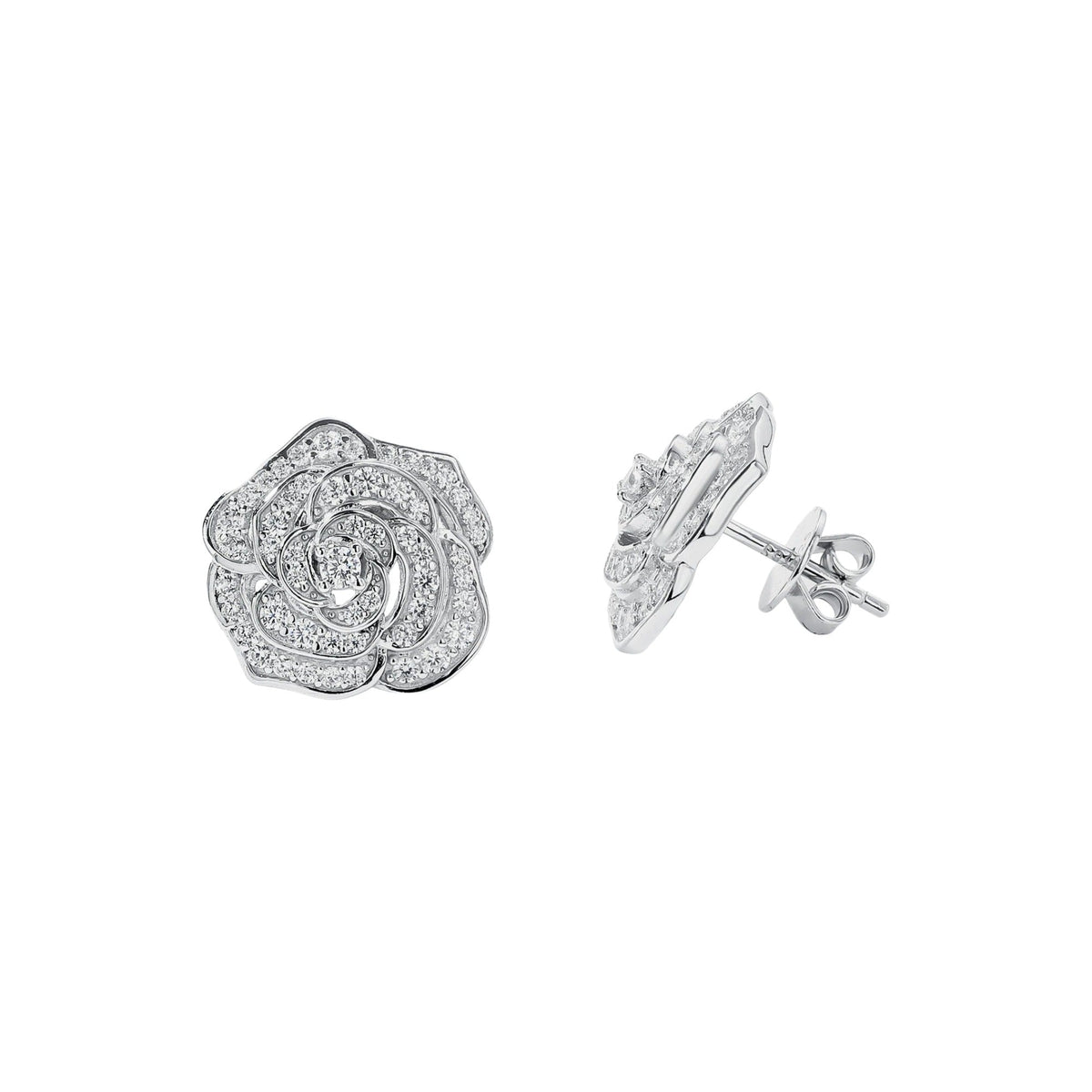 Lisanne White Rose Floral Stud Earrings
