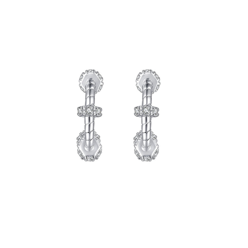 Lizéa White Twisted C Earrings