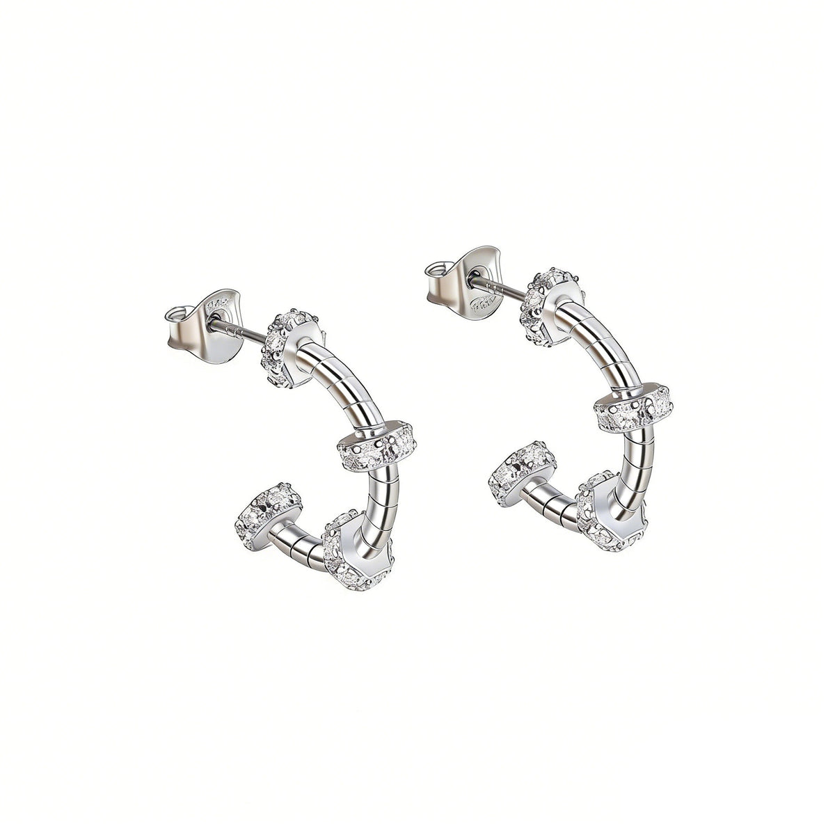 Lizéa White Twisted C Earrings