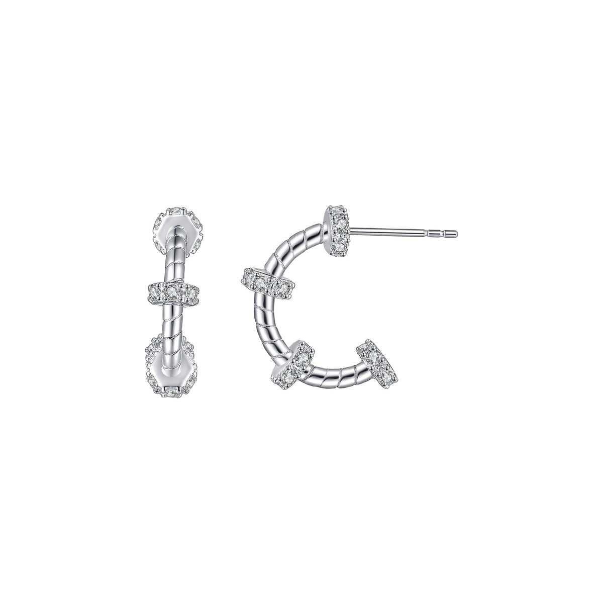 Lizéa White Twisted C Earrings