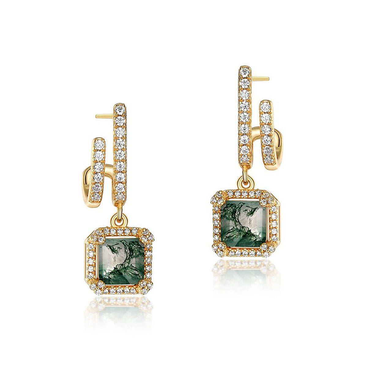 Loris Square Moss Earrings