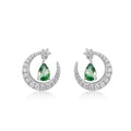 Lothilde Moss Green Moon-Star Earrings