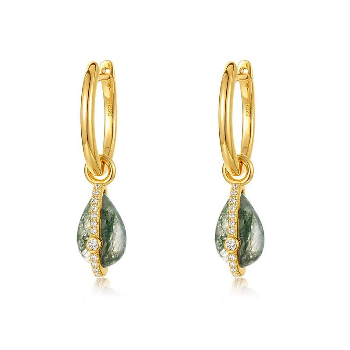 Lovina Green Moss Teardrop Earrings