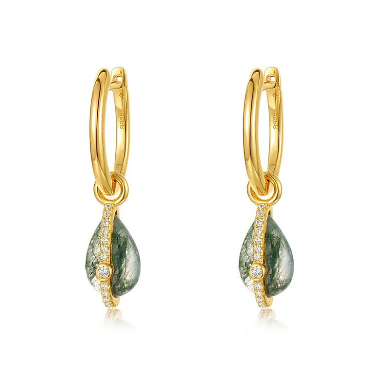 Lovina Green Moss Teardrop Earrings