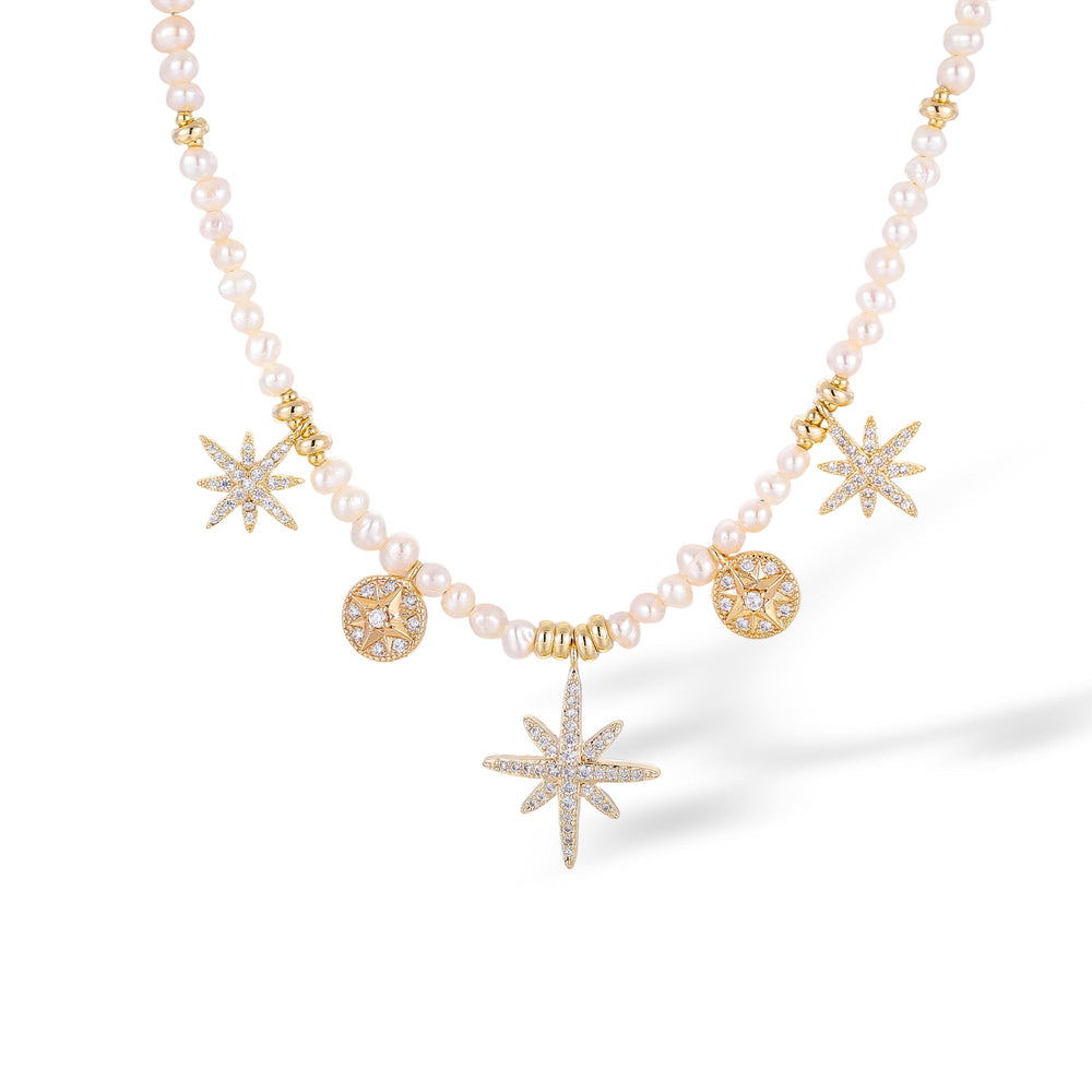 Luciane White Pearl Starburst Necklace