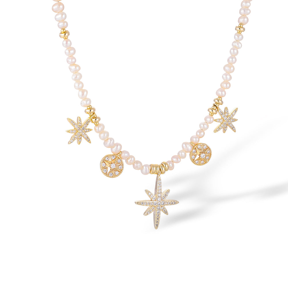 Luciane White Pearl Starburst Necklace